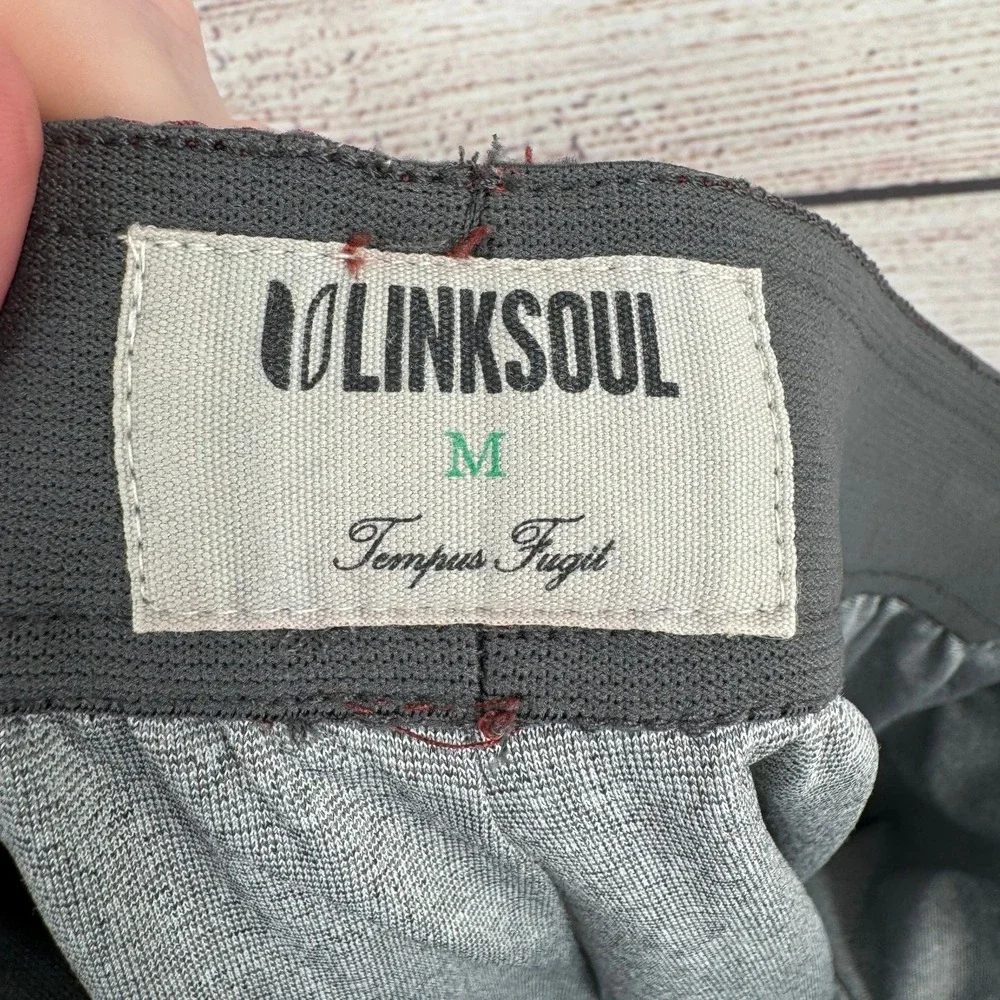 Linksoul Board Shorts Mens Size M Grey Wave Print Drawstring Swim Trunks Lined